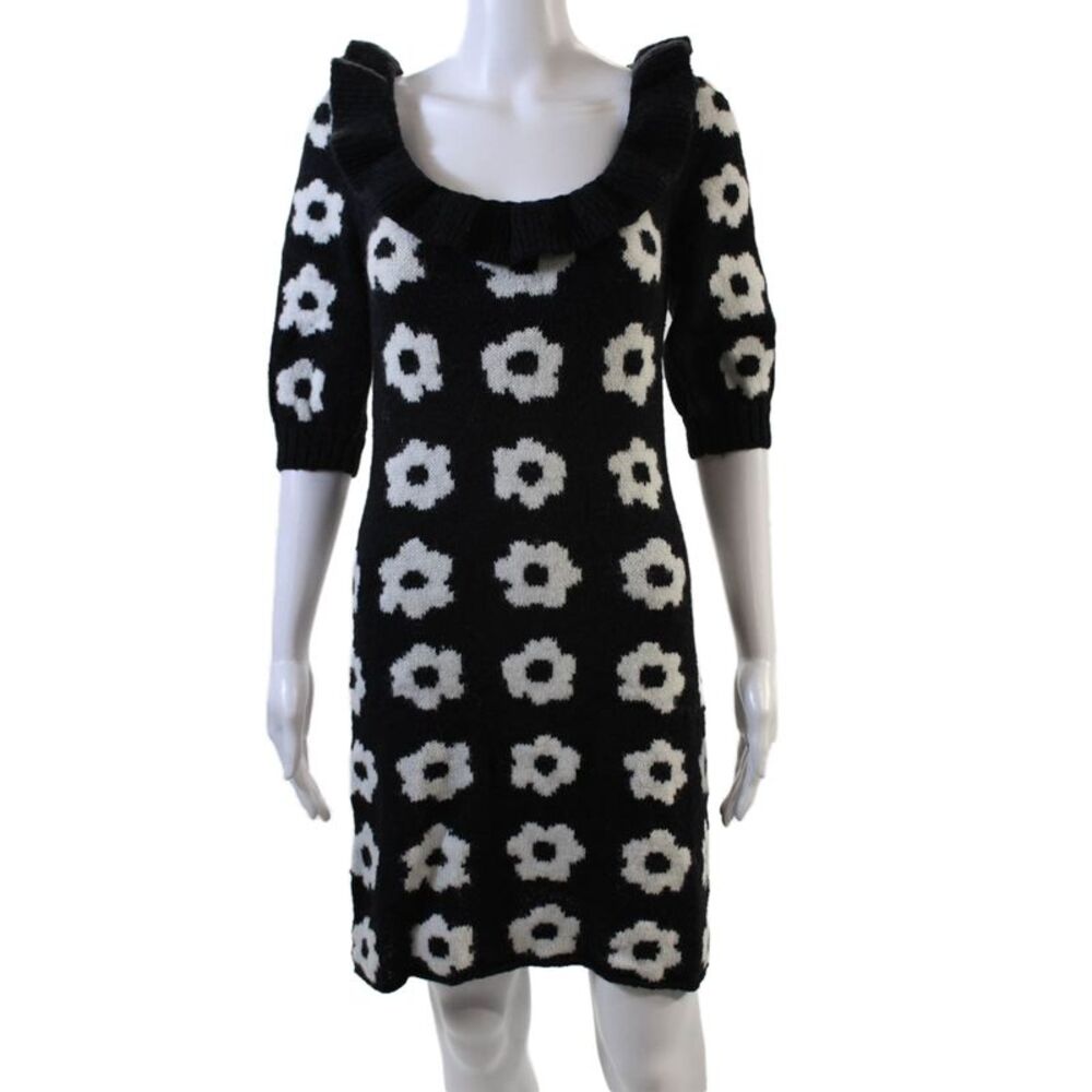 KITRI Womens Eleni Knit Mini Dress - Black Tiled Floral Size S